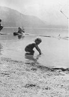  Joanne Ingram playing in the water at Spirit Lake in Washington.