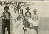  From left to right believed to be Sanford Tracy and wife, Dorotha Harrelson Tracy, Lucy Abbott Speed (in bonnet, widow of Henry Lewis Speed), James Woodson Turner and wife, Mary Carroll Turner. Older lady in bonnet is Catherine Wallace McFarlin (1834-1918, known as Granny Mac). Granny Mac was the mother of Lucy Abbott Speed. Tracy and Turner children surrounding Granny Mac.
