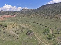 Dawson6  Drone aerial photo of Rail Canyon looking north where mines 1 & 2 were located. Notice the slag hill in the distance.